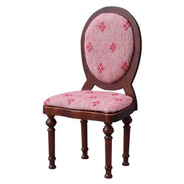 Imagem de MERIGLARE Miniatura de cadeira para casa de bonecas em escala 1/12, coleção realista, móveis em miniatura, modelo de cadeira com encosto alto, para acessórios e