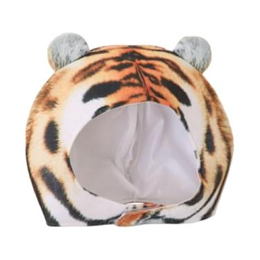Imagem de KiBcsLic Chapéu de tigre de pelúcia, acessório de fantasia, cobertura para a cabeça para bailes de máscaras e casas noturnas.