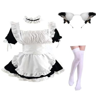 Imagem de Kimono Lolita Maid Outfits verão festival roupão vestido cosplay fantasia para Kasugano Yosuga no Sora (Médio, vestido de empregada)