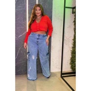 Imagem de Blusa Plus Size Manga Longa Detalhe Coração-Feminino