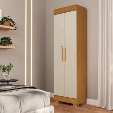 Imagem de Armário Multiuso Marrocos 2 Portas 4 Prateleiras Com Chave - Linha Mobília - Cinamomo/off White