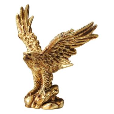 Imagem de Fenteer Estátua de águia em resina, escultura de animal, peça decorativa, ornamento dourado para mesa, lareira, sala de estar ou quarto.