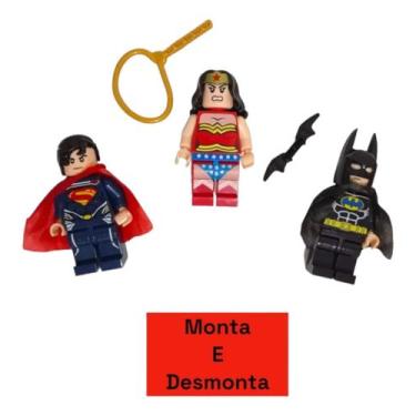 Imagem de kit 3 bonecos super herois de 9 cm cada com acessorio colecionavel bri