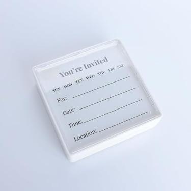 Imagem de Carimbo de autotinta You're Invited, carimbo de plástico 5,8 cm x 5,8 cm design quadrado com tinta preta para convites, planejamento de eventos, escritório, casa, festa, cartões de resposta, envelopes