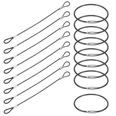 Imagem de PATIKIL Trava de cabo de segurança, 8 peças, cabo de segurança revestido de aço inoxidável trançado de 0,08 diâmetro, cabo de segurança para bagagem, trava de bagagem, laço duplo para bagagem
