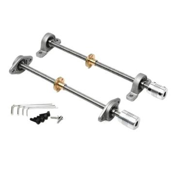 Imagem de 1 conjunto de impressora 3D 200/250/300/400/500 mm e parafuso de avanço CNC T8 8 mm + porca de cobre de latão + suporte de rolamento KP08/KFL08 + acoplamento flexível (conjunto KP de chumbo 4 mm, 500