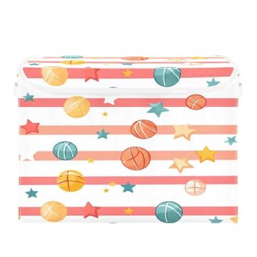 Imagem de STAYTOP Cesto de armazenamento dobrável de basquete colorido com tampa, caixa de armazenamento decorativa, organizador de cubos, cestas de armazenamento para quarto, armário e sala de estar