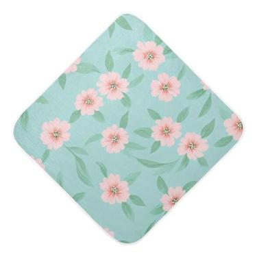 Imagem de Burbuja Toalha de banho de bebê flores rosa - Toalha com capuz de musselina macia absorvente para recém-nascidos e bebês, 89 x 89 cm