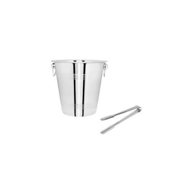 Imagem de Genérico, Balde de Gelo Inox com Pegador Drinks Bar Bartender 4,5L