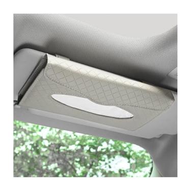 Imagem de MUQIDA Suporte de lenços de carro, porta-guardanapos de couro para viseira de sol, caixa de armazenamento com refil de tecido, estojo de lenços para assento traseiro, organizador de guardanapos para