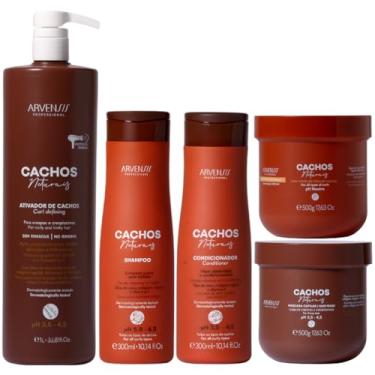 Imagem de Kit Arvensis Cachos Naturais Tratamento Completo 5 Produtos Cabelos Crespos C/Ativador Grande 1L