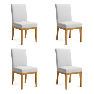 Imagem de Kit 4 Cadeiras De Jantar Brisa Linho Base De Madeira - Pallazio Cor Cinza