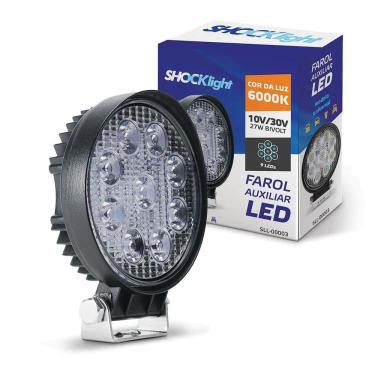 Imagem de Farol Milha Auxiliar 9 Leds Redondo Universal 6000K 10/30V 2400Lm