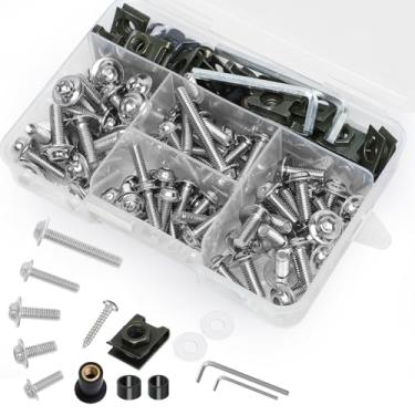 Imagem de AEEAST Kit de parafusos de carenagem de motocicleta de 177 peças, parafusos de aço inoxidável M5 M6, clipes de fixação, ajuste universal para Honda Kawasaki Suzuki Yamaha BMW Ducati GSXR Sportbike