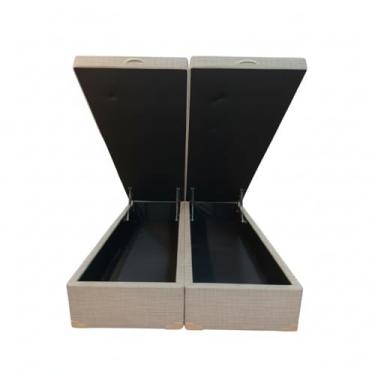 Imagem de Cama Box Baú Casal Bipartido 69 Blindado Diversas Cores Linhão - (138x188x42) (Linhão - Turim Palha)