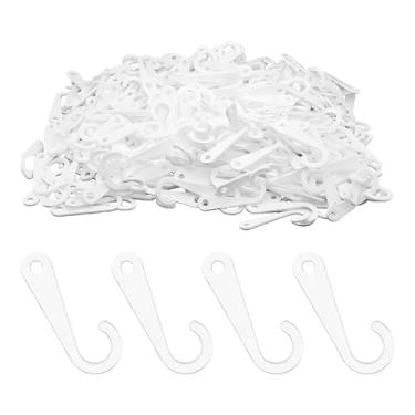 Imagem de pson 500 peças de ganchos J de plástico de 3,5 cm, ganchos de exibição de varejo para meias, chapéus, luvas e roupas íntimas (branco)