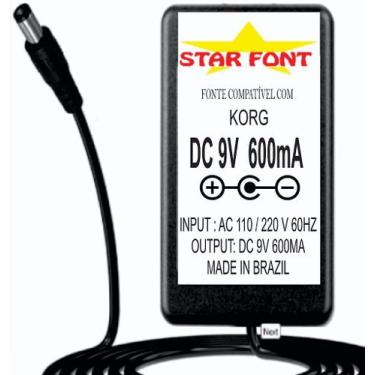Imagem de Fonte DC 9V 0.6A Compatível para Gravador, Sintetizador e Controladora