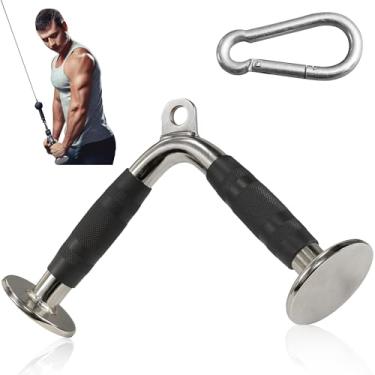 Imagem de MuscleForge Acessório de barra em V - Cabo de barra tríceps V com aderência de borracha antiderrapante para pulldowns, pushdowns e treinamento de braço - Capacidade de 399 kg para academia