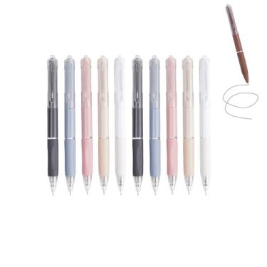 Imagem de GZBABY Canetas de gel de ponta fina, 10 peças, caneta esferográfica retrátil com aderência macia, tinta preta de 0,5 mm, secagem rápida (Morandi)