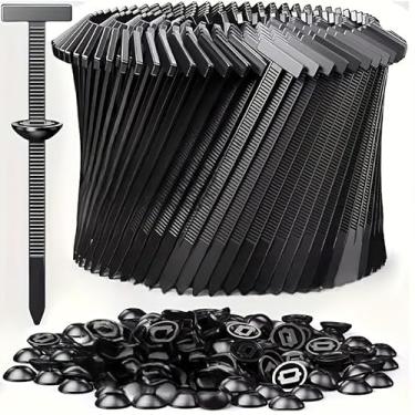 Imagem de Fivela universal de 100 peças – Abraçadeiras de plástico com travamento automático resistente com design de pino e botão, reparando fixadores de cabo de carro para reparo de para-lamas/porta-malas