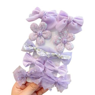 Imagem de Conjunto de 10 grampos de cabelo para meninas, laços de cabelo com laço doce - suportes de rabo de cavalo com laço elástico, acessórios de cabelo para bebês, meninas e crianças