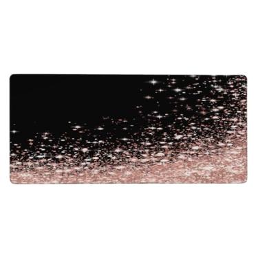 Imagem de hongjinglin Tapete de mouse grande preto rosa à prova d'água para computador estendido tapete protetor de mesa antiderrapante base de borracha para escritório, computador, teclado, laptop e mesa de