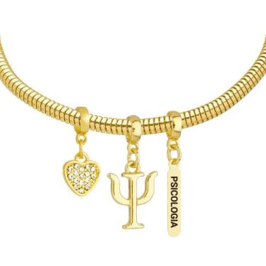 Imagem de Pulseira Profissão Psicologia Banhado a Ouro 18k - Work Semijoias