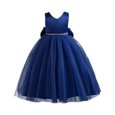 Imagem de Vestido De Princesa Sem Mangas Azul Com Cristais Brilhantes Para Menin