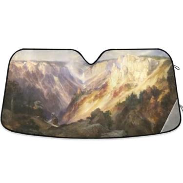 Imagem de Guarda-sol personalizado Moran Thomas Grand Canyon Yellowstone para para-brisa de carro dobrável para-brisa automotivo guarda-sol animal floral M, 139,7 cm x 70,1 cm