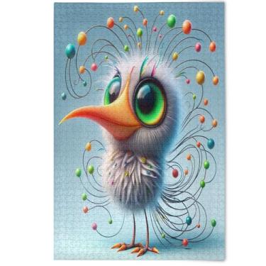 Imagem de Quebra-cabeça fofo colorido Brid 500 peças para adultos presentes de festa elefante branco paisagem jogo família decoração de casa, 500 peças, 52 cm x 37,8 cm