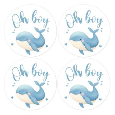 Imagem de 10PCS Oh Boy Baby Shower Stickers,Whale Baby Shower Party Favor Stickers Ocean Animals Thank You Sticker for Ocean World Party Supplies Candy Gifts Envelopes Seals