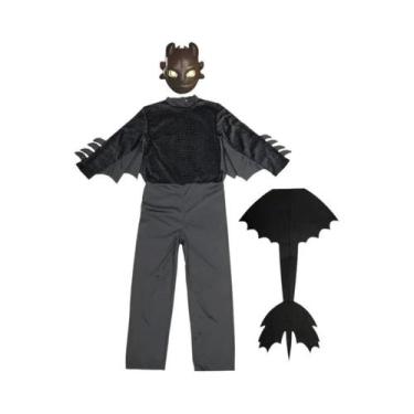 Imagem de Fantasia Infantil De Halloween Desdentado Conjunto De Cosplay Preto Tr