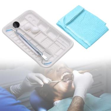 Imagem de EDWERD Kits descartáveis de exame dentário – alicates, sonda exploradora, espelho, babador, bandeja, algodão, 6 conjuntos de suprimentos de higiene bucal, 10 peças (10)