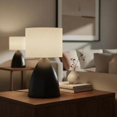 Imagem de Abajur luminária de Mesa Clássico elegante Moderno Bojudo Preto Com Cú