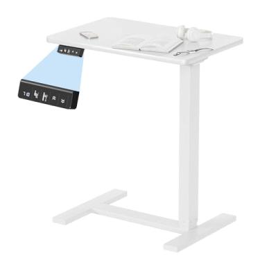 Imagem de Ywin Mesa De Cabeceira Elétrica Ajustável Em Altura - Pé Com Rodas, Pequena Para Laptop Rodinhas, Capacidade 35 Kg Sofá/Cabeceira/Escritório Doméstico/Cadeira Rodas (Branca)