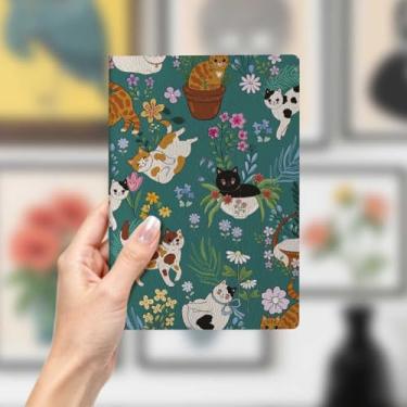 Imagem de Caderno de couro de gato, caderno A5 para anotações de escritório, agenda de 21 x 14,7 cm, agenda de viagem, presente para amantes de gatos, 19