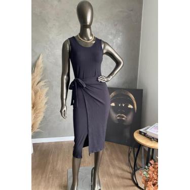 Imagem de Vestido Canelado Denver Feminino Lamour, P, Preto