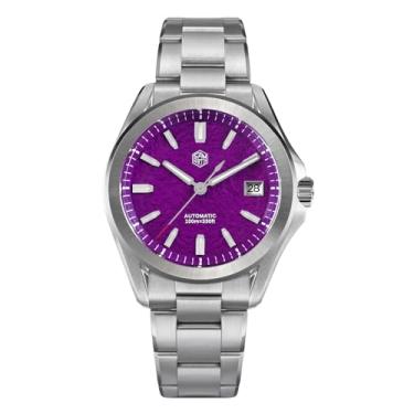 Imagem de San Martin Relógio masculino SN0129GC2/C3, 40 mm Gada Fashion Sport Relógio social masculino, 10 bar à prova d'água, NH35A relógios de pulso mecânicos automáticos de aço inoxidável, Roxa