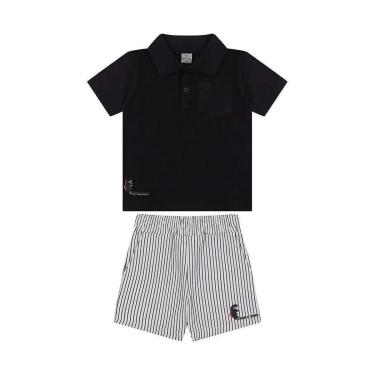 Imagem de Conjunto Curto Tigor T Tigre Camiseta Polo e Bermuda Listras-Masculino