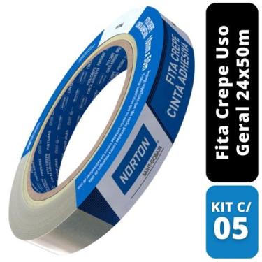 Imagem de Kit C/ 5 Fita Crepe Uso Geral 24 x 50m Norton