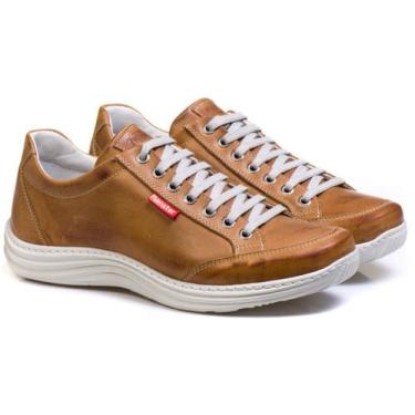 Imagem de Sapatênis Masculino Ranster Castor Couro Legítimo Resistente, 40, Cast