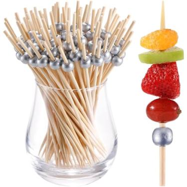 Imagem de 200 unidades de Palitos Coquetel Bambu Natural Fancy para Aperitivos Decorativos Acessórios Bebidas Comida Festa e Tabuleiros Charcuterie Espetinhos M