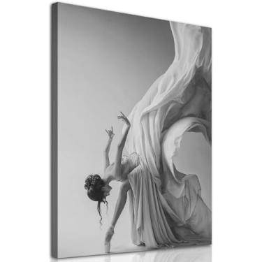 Imagem de Dancing Girl Wall Art Ballerina Canvas Painting Modern Dance Pictures Black and White Ballerina Wall Art Pintura Mulher Dançando Arte Ballet para Parede Preto e Branco Impressão de Dançarina 40 x 61