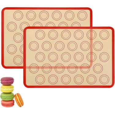 Imagem de Tapetes de silicone antiaderente grande tapete de cozimento extra grosso reutilizável para fazer biscoitos, tapetes de cozimento para forno 16,5 x 11,15 cm, conjunto de 2 vermelhos