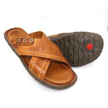 Imagem de Sandalia Chinelo De Couro Masculino Avelã Siena - Pé Na Estrada Calçad