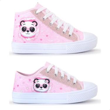 Imagem de Kit 2 Tênis Feminino Infantil Panda Botinha E Cano Curto - Lukys, Rosa