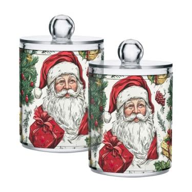 Imagem de xigua Pacote com 4 lindos suportes de Natal para bolas de algodão, cotonete – Frasco de plástico de boticário de armazenamento versátil transparente de 4 ml para banheiro e organização de