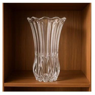 Imagem de Vaso de Vidro 23cm Decorativo Liso Transparente Elegante Resistente para Sala e Arranjos de Flores