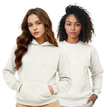 Imagem de Moletom Feminino Canguru Capuz + Moletom Gola Careca Kit 2 - Samcro, P