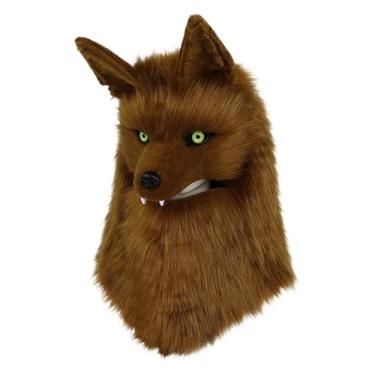 Imagem de oshhni Chapéu de Cabeça de Husky/Lobo, Chapéu de Pelúcia Decorativo, Acessório Macio para Fantasias, Festivais e Carnaval, Marrom